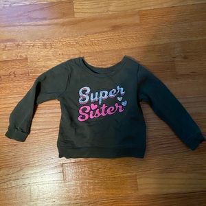 Super sister 24 month sweatshirt army green pink sparkly Garanimals